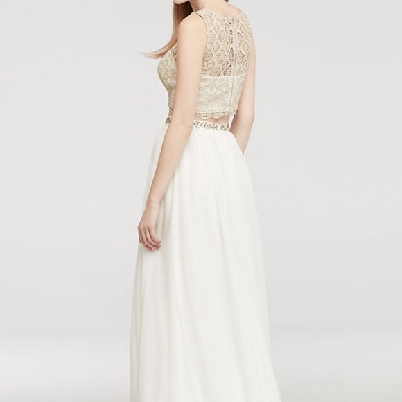 Two Piece Lace Prom Dress with Illusion Neck - Picture 2 of 5